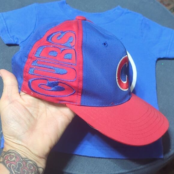 Chicago Cubs embroidered hat MLB solid back twill genuine merchandise cap & tee - Picture 4 of 8